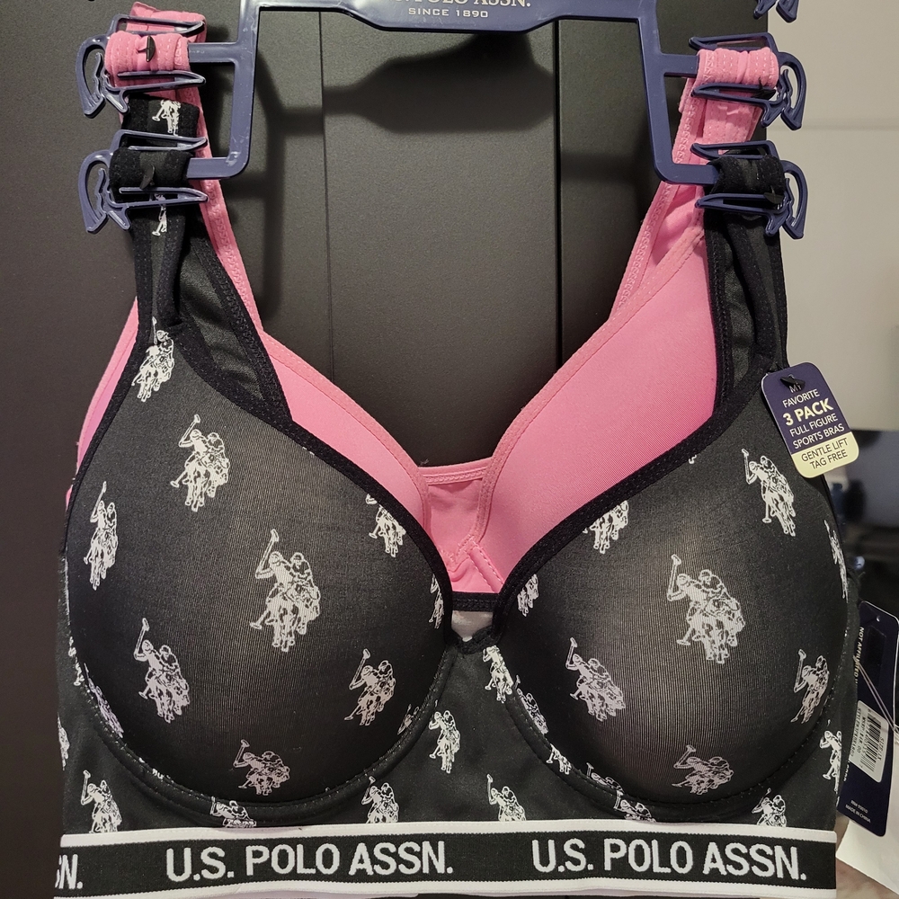 U.S. Polo Assn. Women's Black and Pink Bra Set